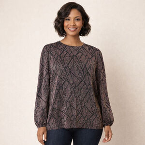 Intro. Black Multicolor Sparkle Long Sleeve Top L